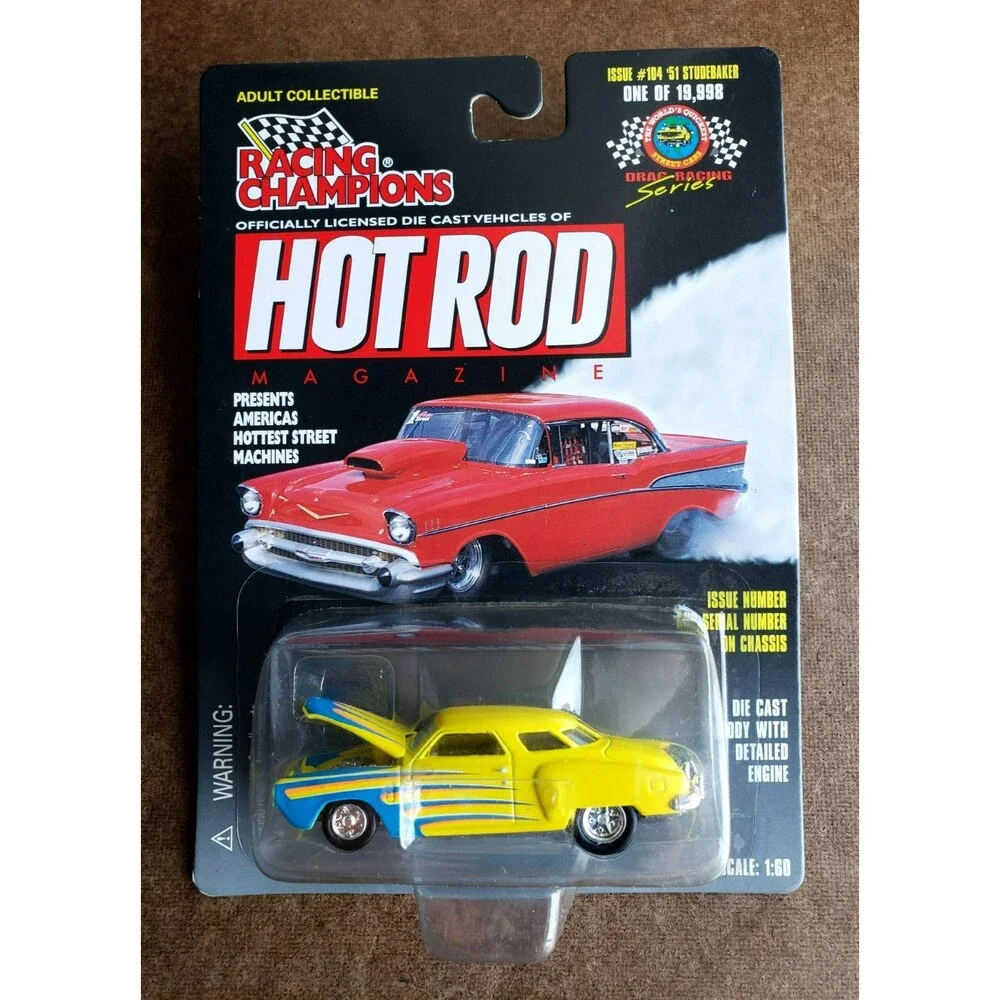 1998 Racing Champions 51 STUDEBAKER Yellow DRAG RACING SERIES 1:60 Scale 1/19998